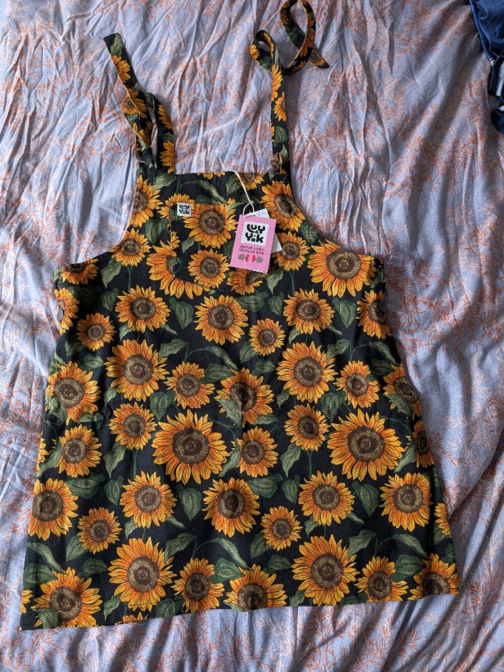 Lucy & Yak sunflower overall pinafore dress